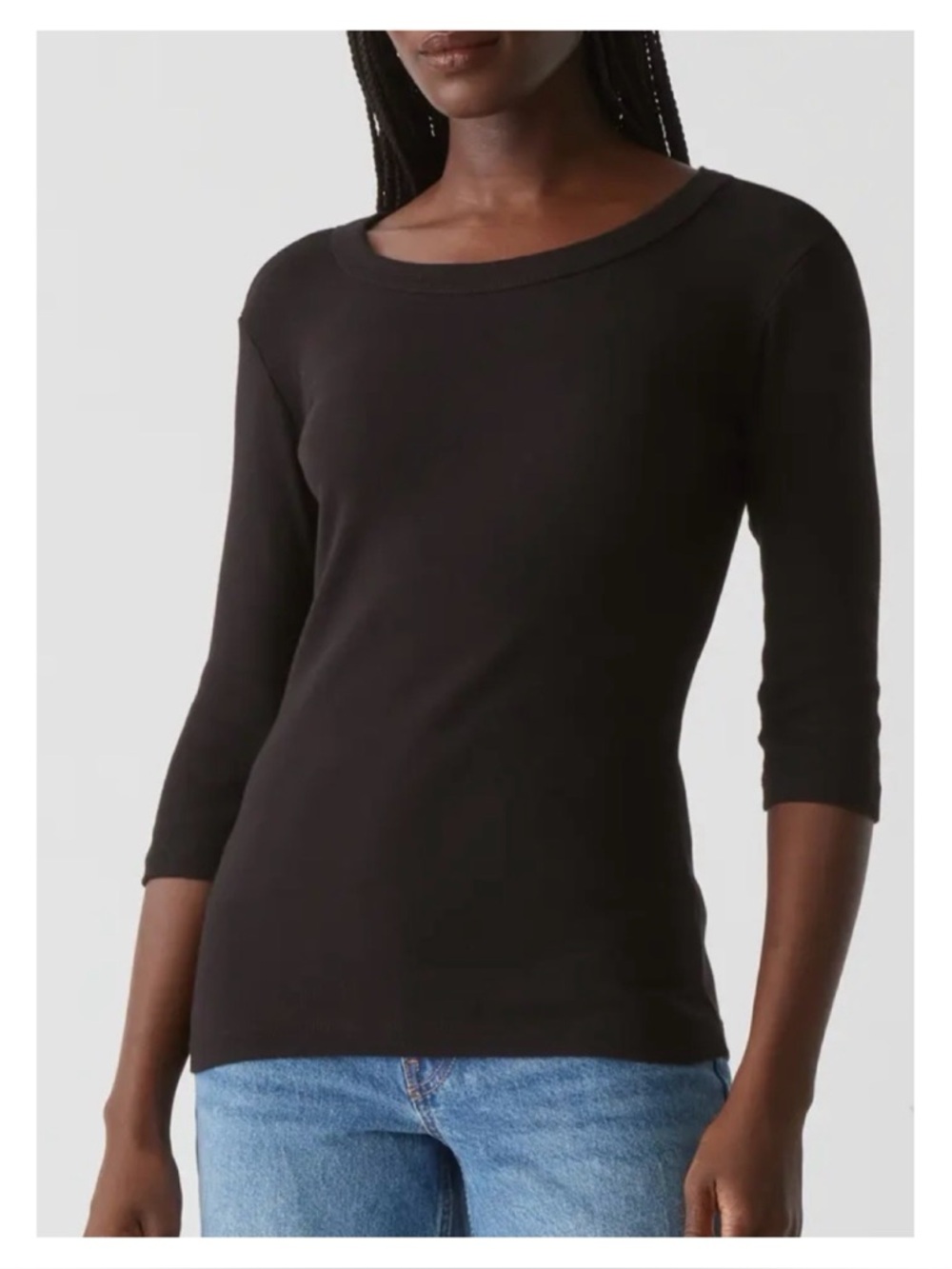 NWOT Michael Stars Fitted Crew Top in Black  Size XS/S